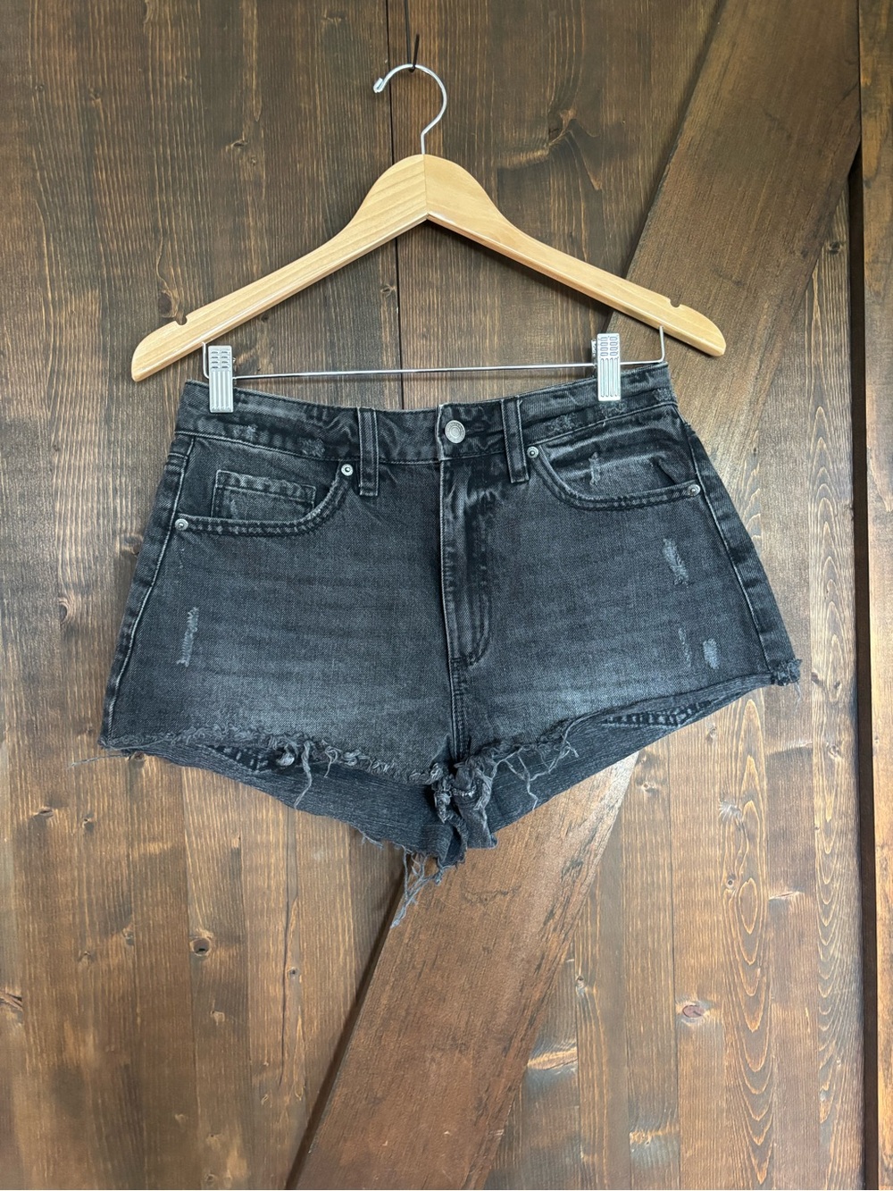 Dynamite Black Distressed Denim Shorts